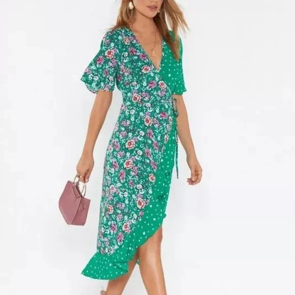 Nasty Gal | Dresses | Nastygal Green Floral Polka Dot Midi Dress | Poshmark Nasty Gal | Dresses | Nastygal Green Floral Polka Dot Midi Dress | Poshmark